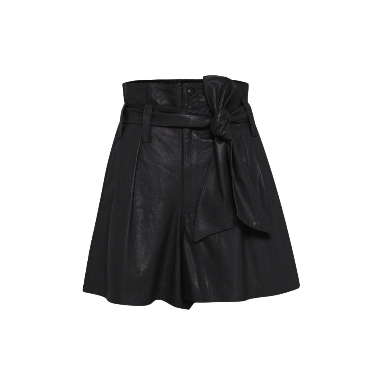 Short Pamela Couro Preto ammis moda