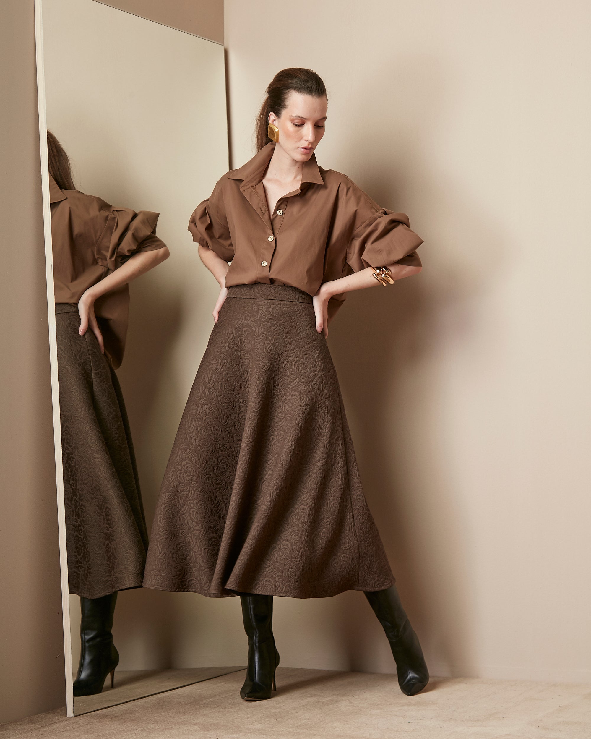 Saia Kylie Jacquard Mocha Ammis Moda