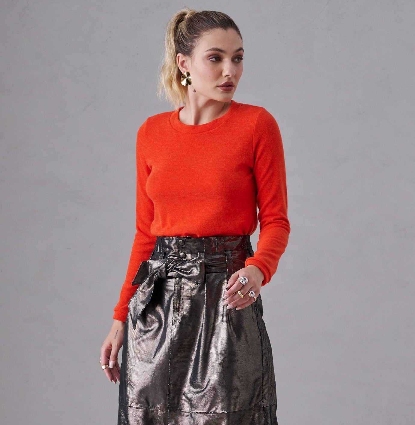 Blusa Canny Malha Coral