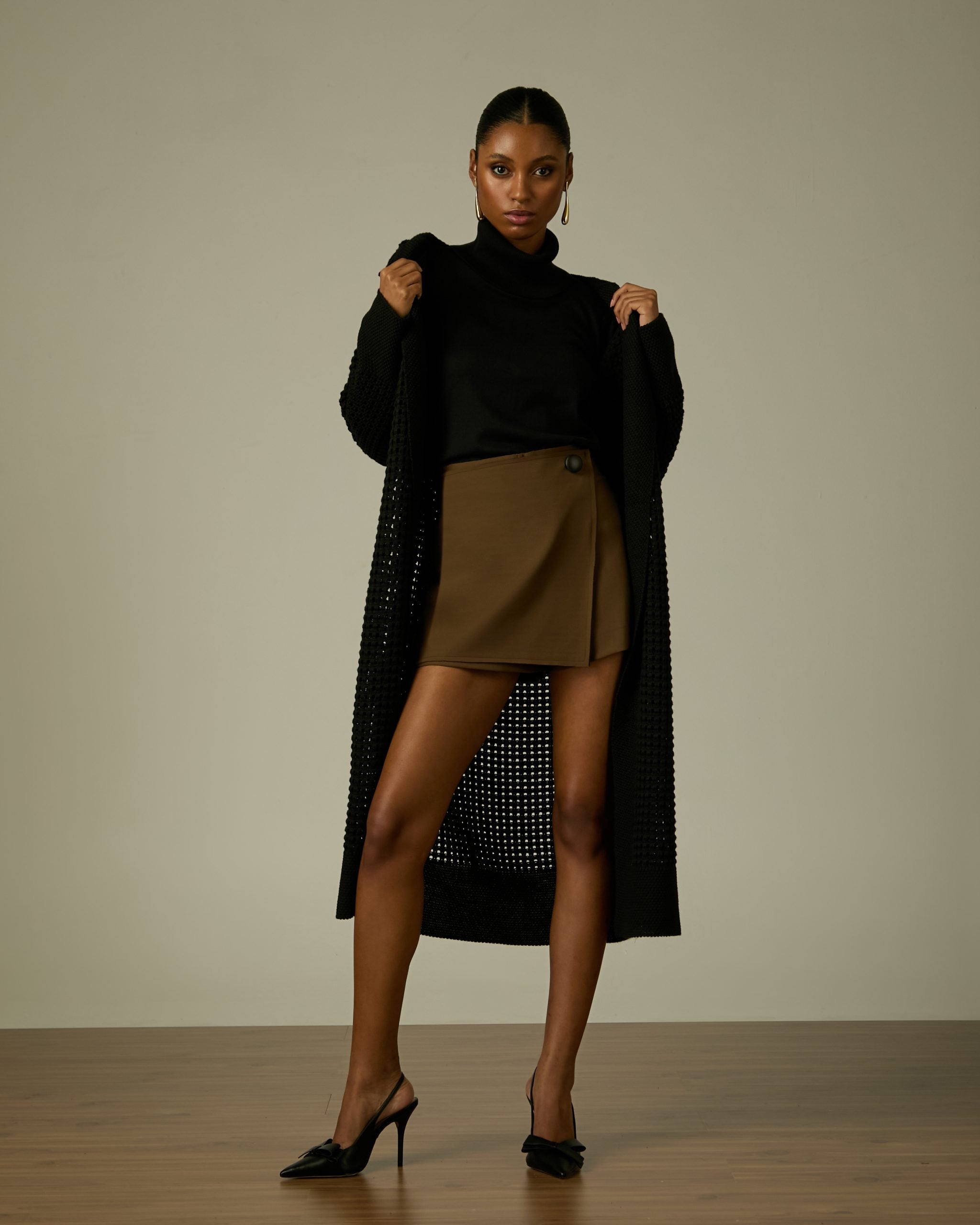 Short Saia Brittany Marrom ammis moda