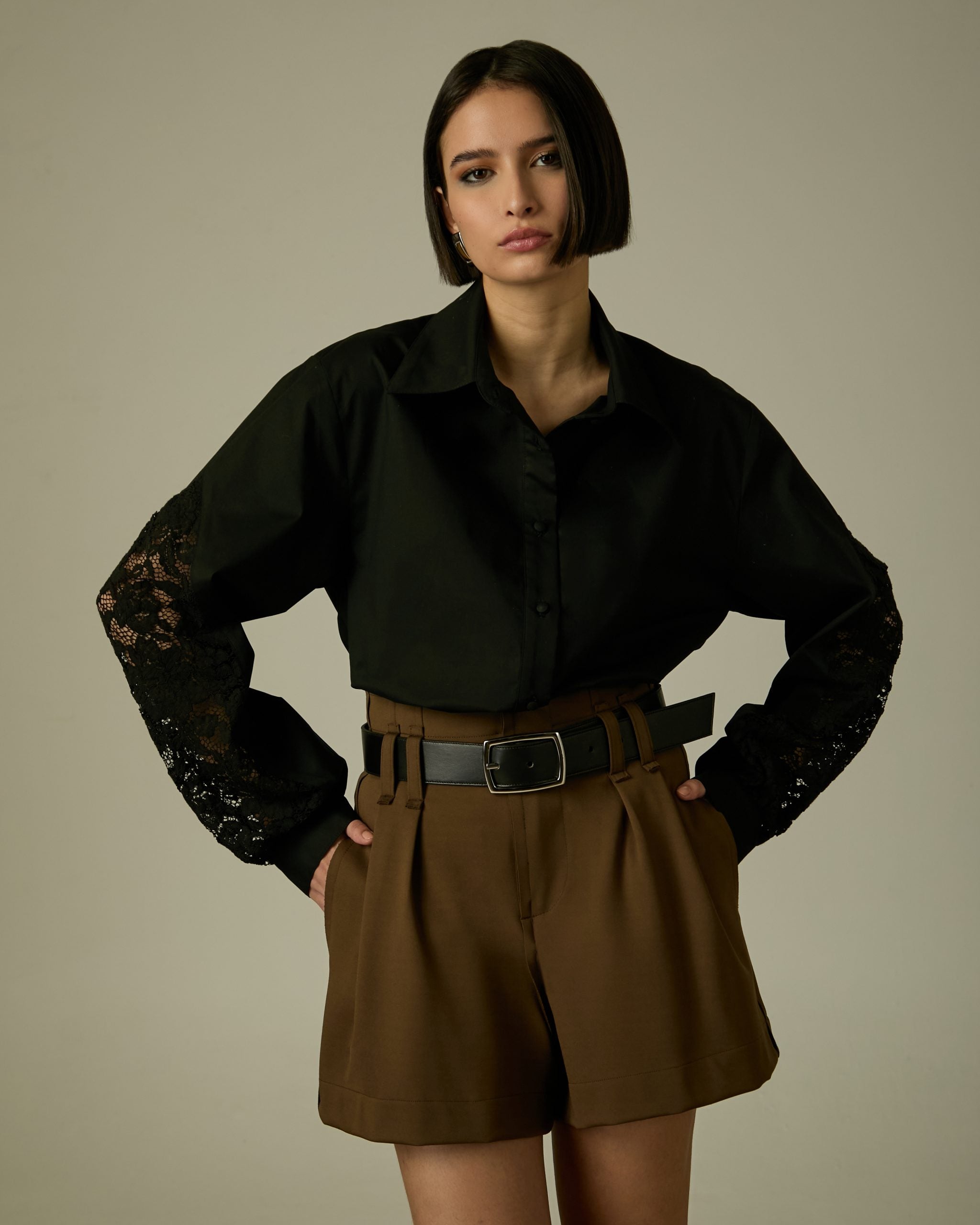 Camisa Noele Tricoline Preto ammis