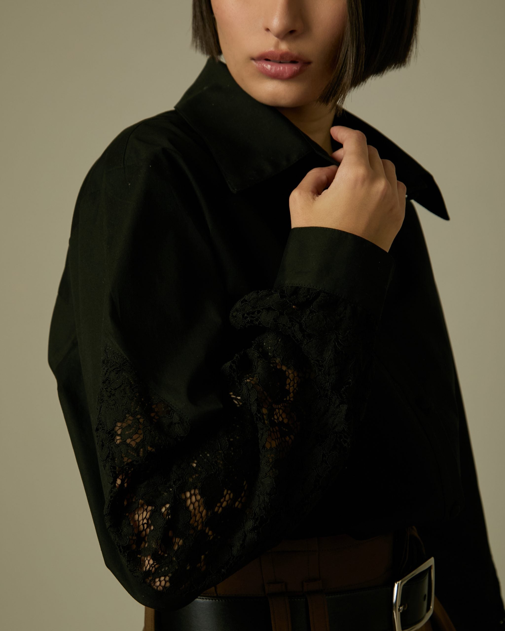 Camisa Noele Tricoline Preto ammis