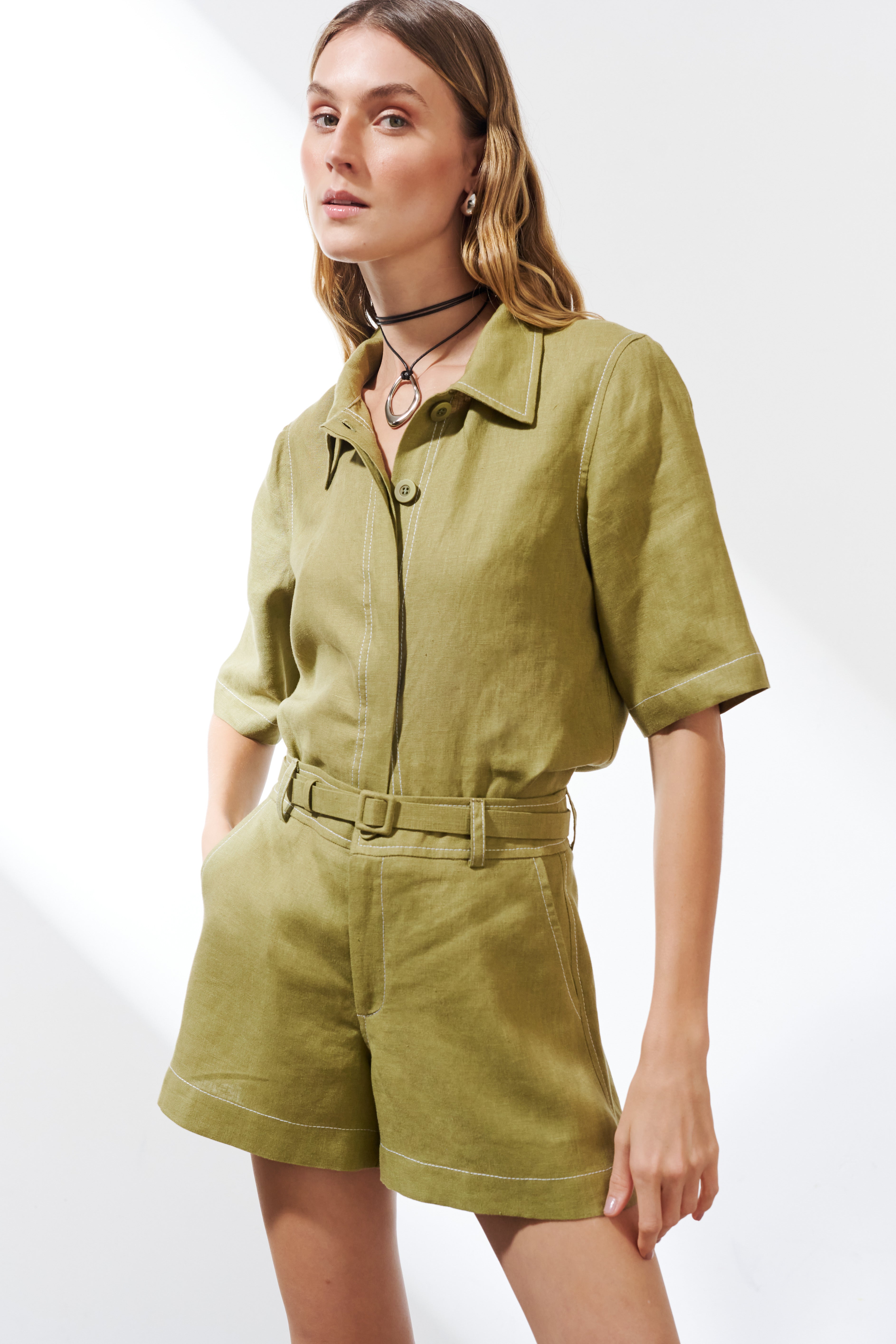 CAMISA PORTOFINO VERDE AMMIS MODA