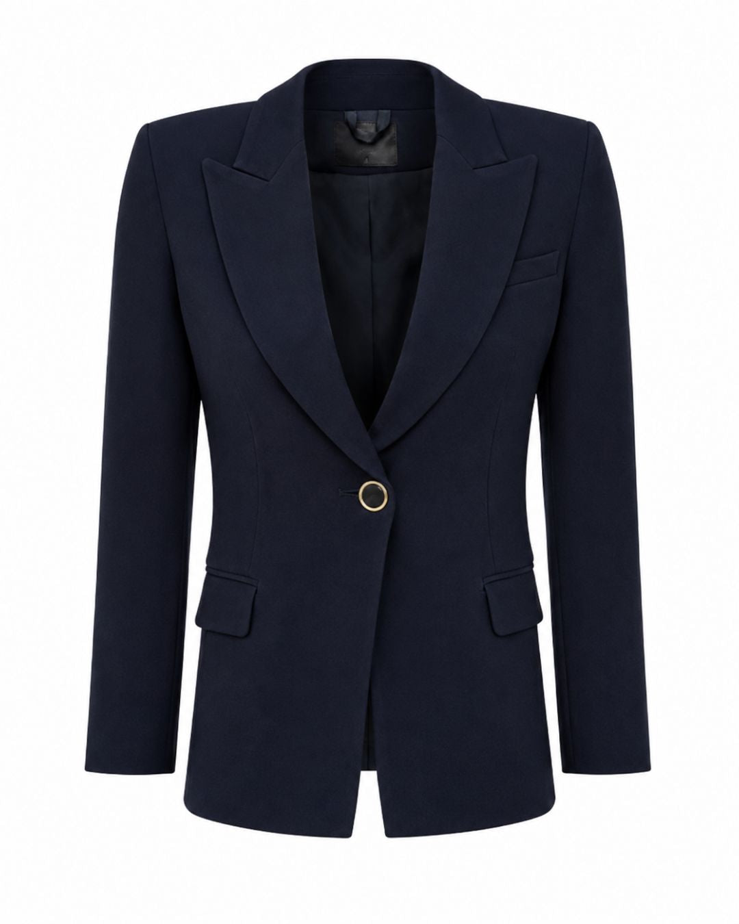 Blazer feminino de alfaiataria com detalhes metálicos dourados nos punhos AMMIS