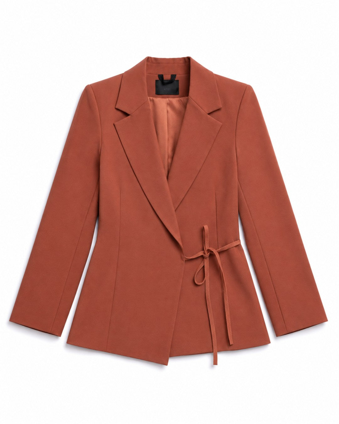 Blazer feminino transpassado com amarração lateral em couro AMMIS