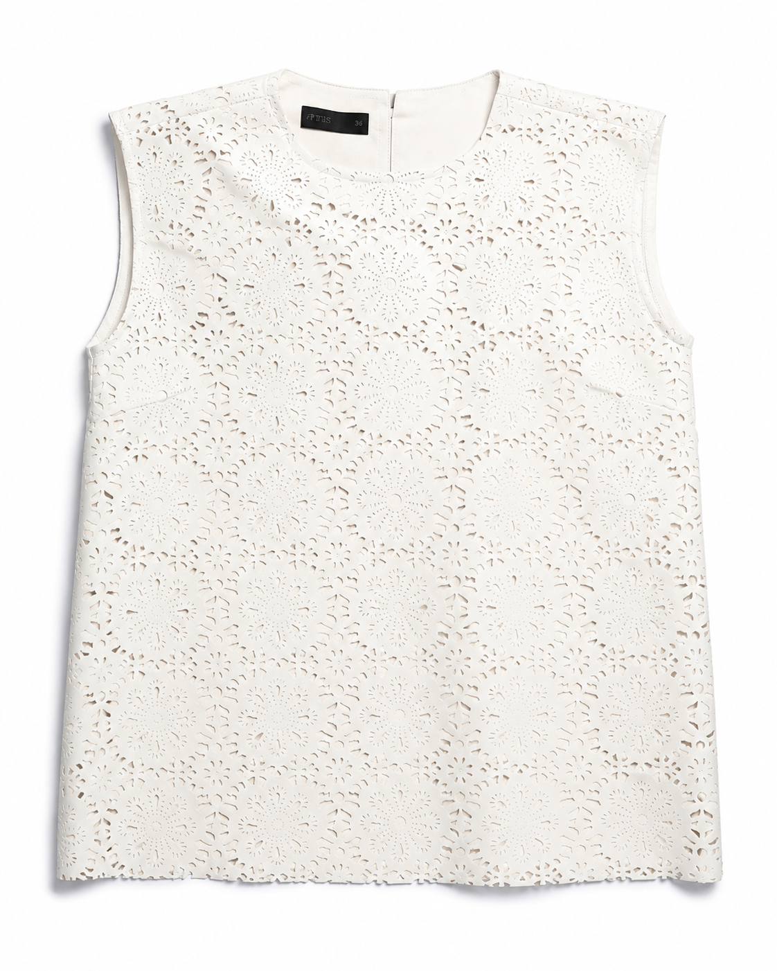 Blusa feminina bordô em couro de cabra perfurado a laser com desenho floral AMMIS