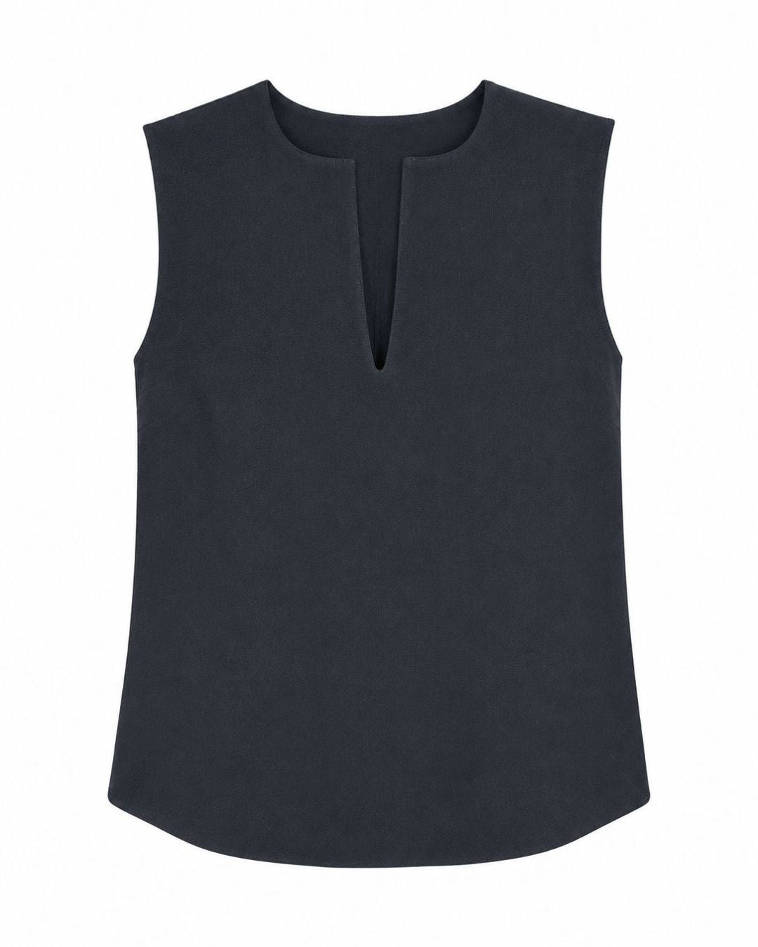 Blusa preta branca sem mangas com decote em V AMMIS