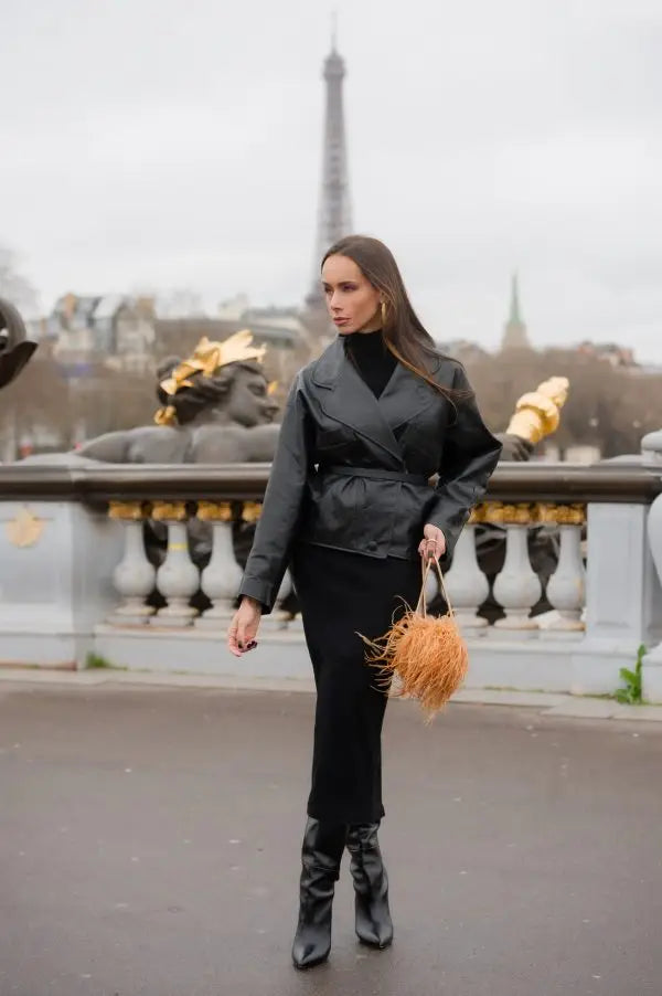 Jaqueta Price Couro Preto ammis moda