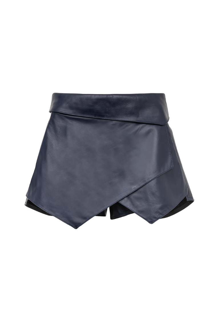 Short Delaine Couro Blueberry Ammis Moda