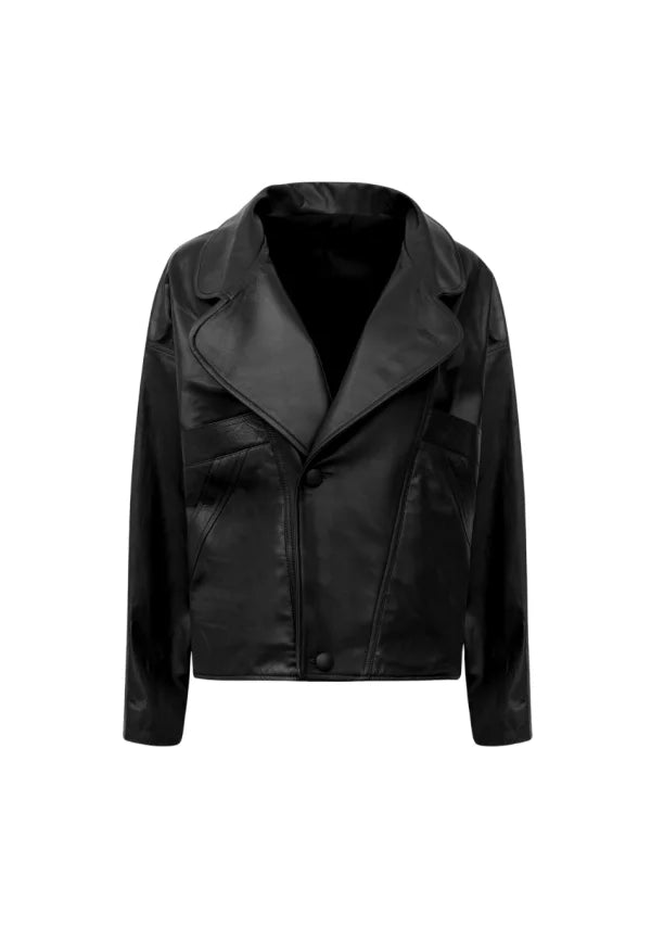 Jaqueta Price Couro Preto ammis moda