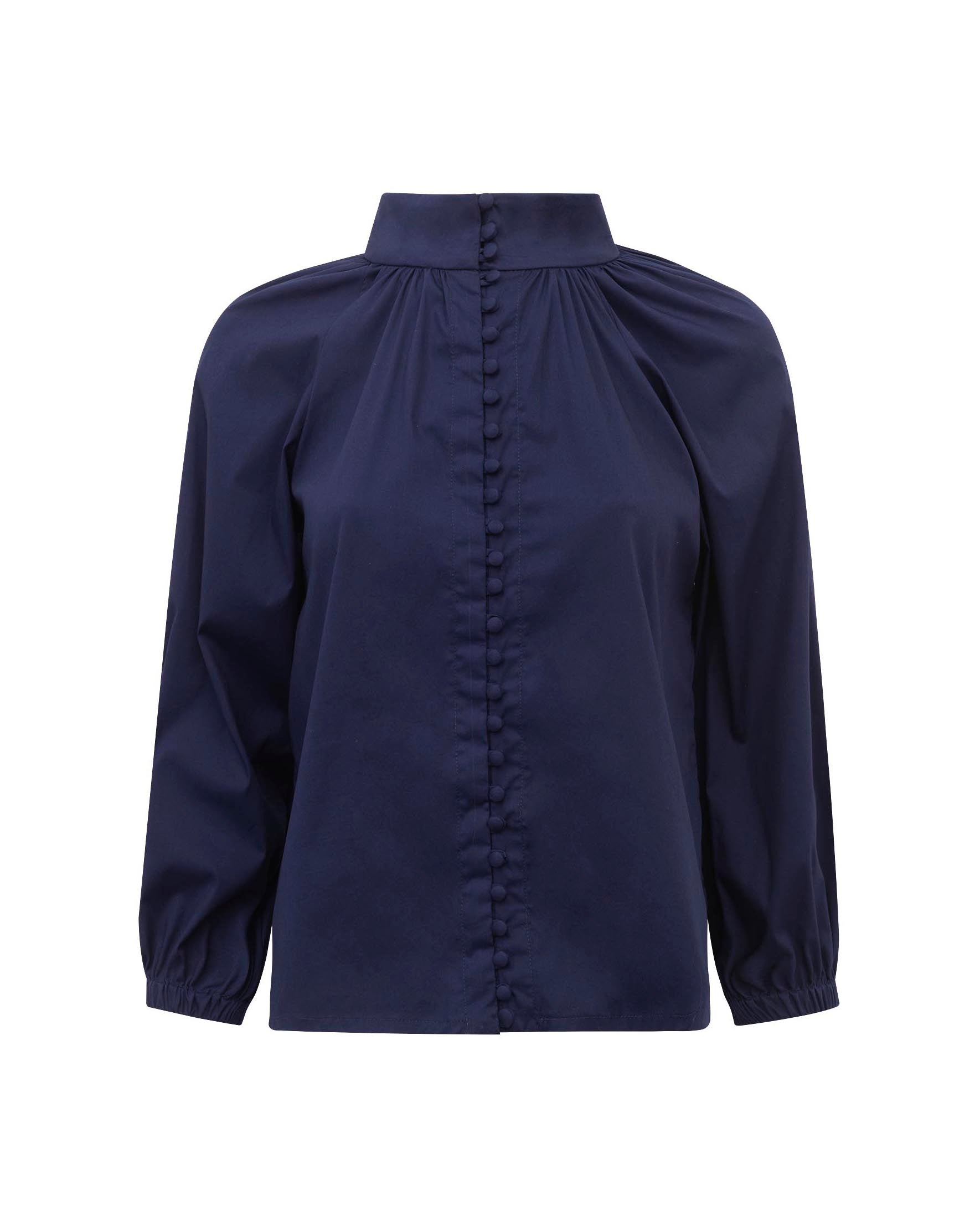 Blusa Jenny Tricoline Marinho Ammis Moda