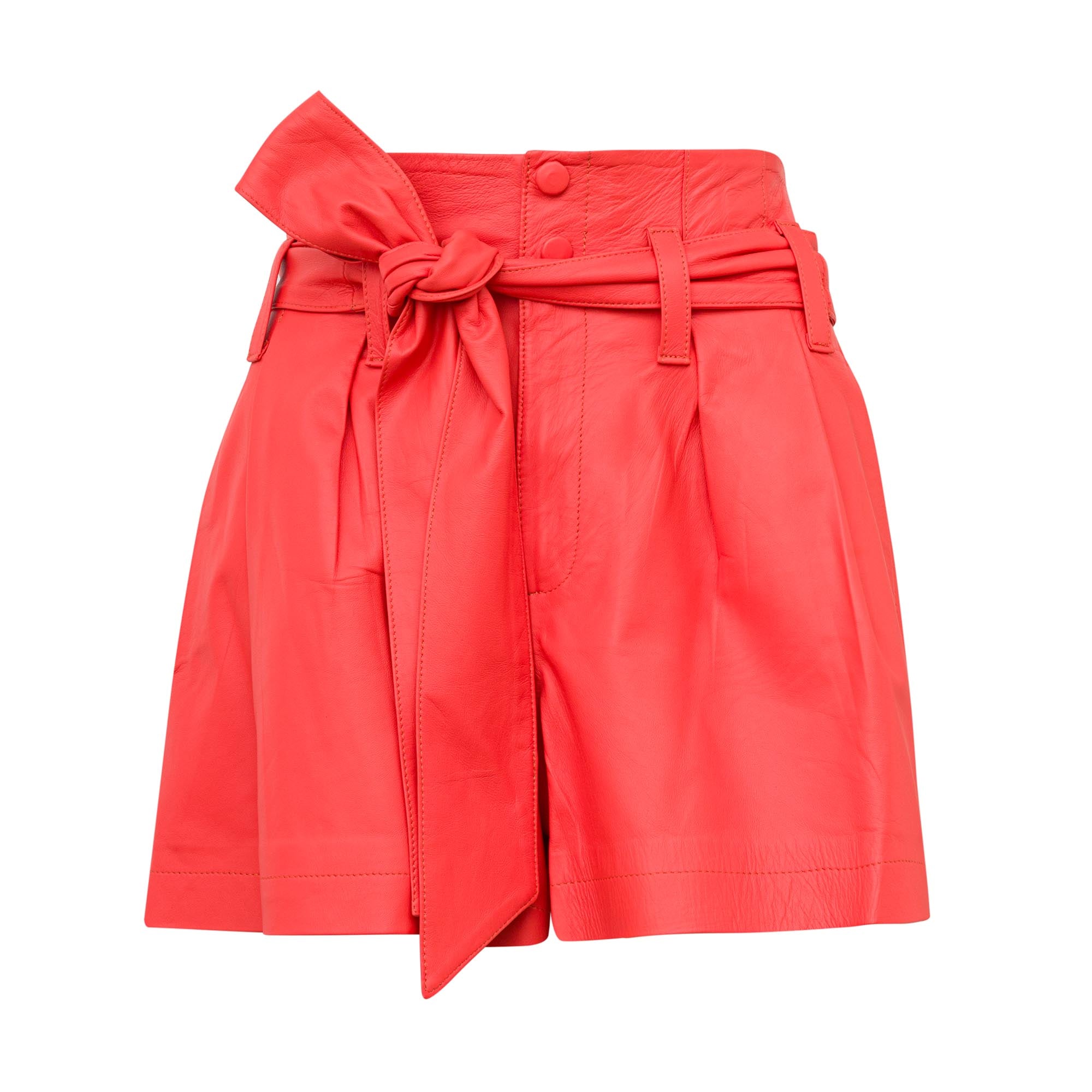 Short Pamela Couro Coral ammis moda