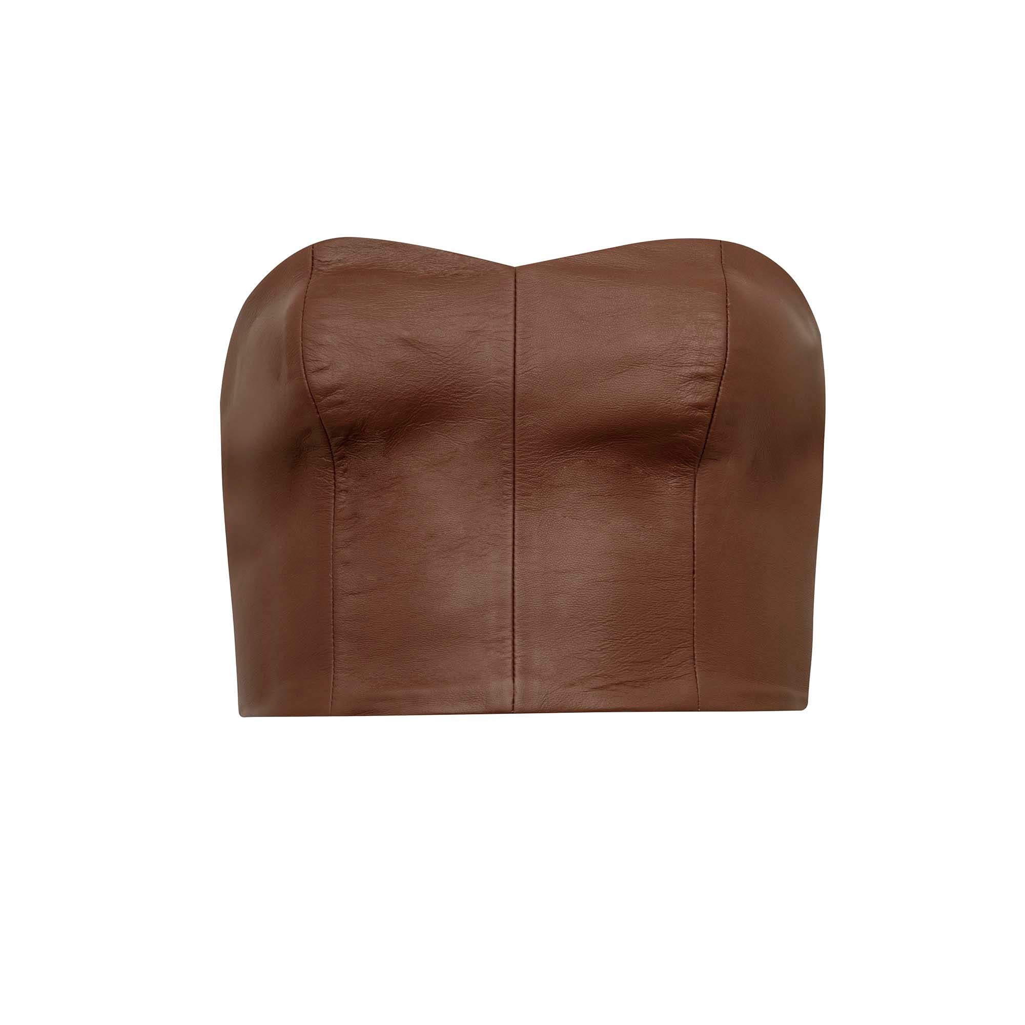 Top Lais Couro Tabaco ammis moda