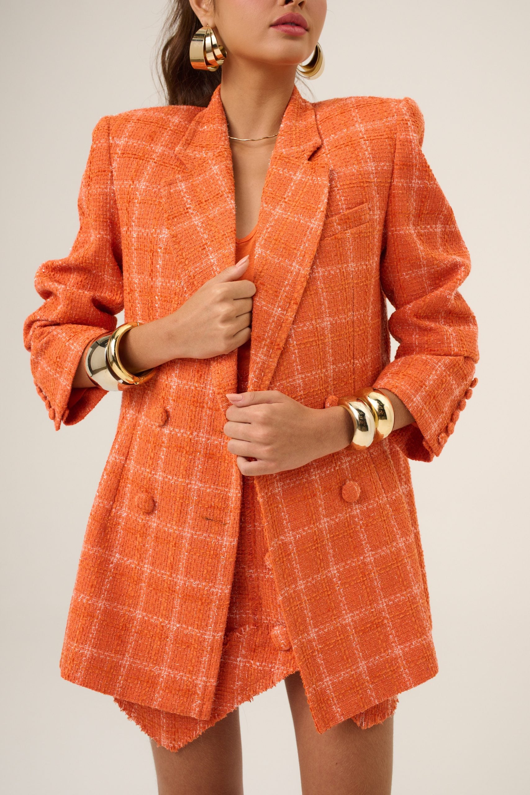 Blazer Ana Laura Tweed Laranja ammis moda