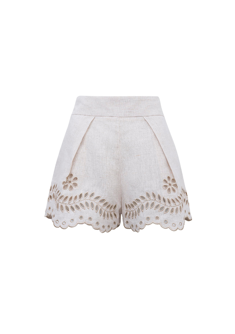 Short Astrid Puro Linho Nature Ammis Moda