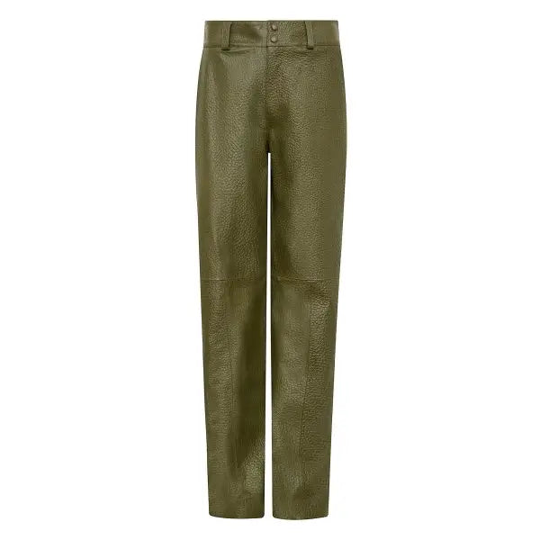 calça brenda couro musgo ammis moda