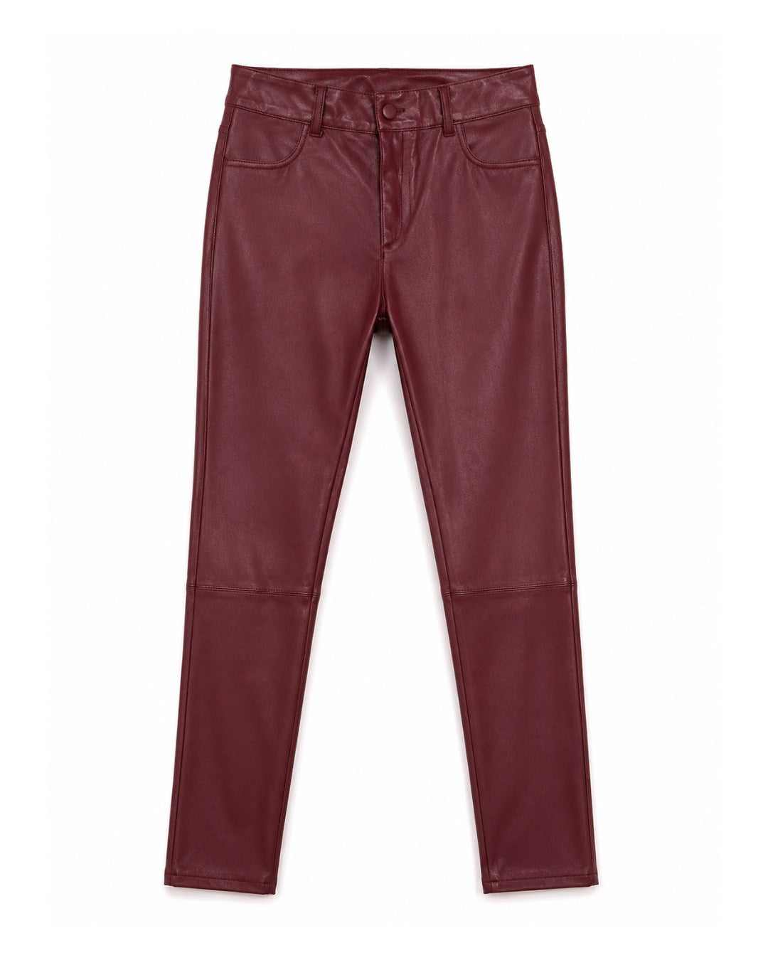 Calça de couro de cabra  skinny marsala