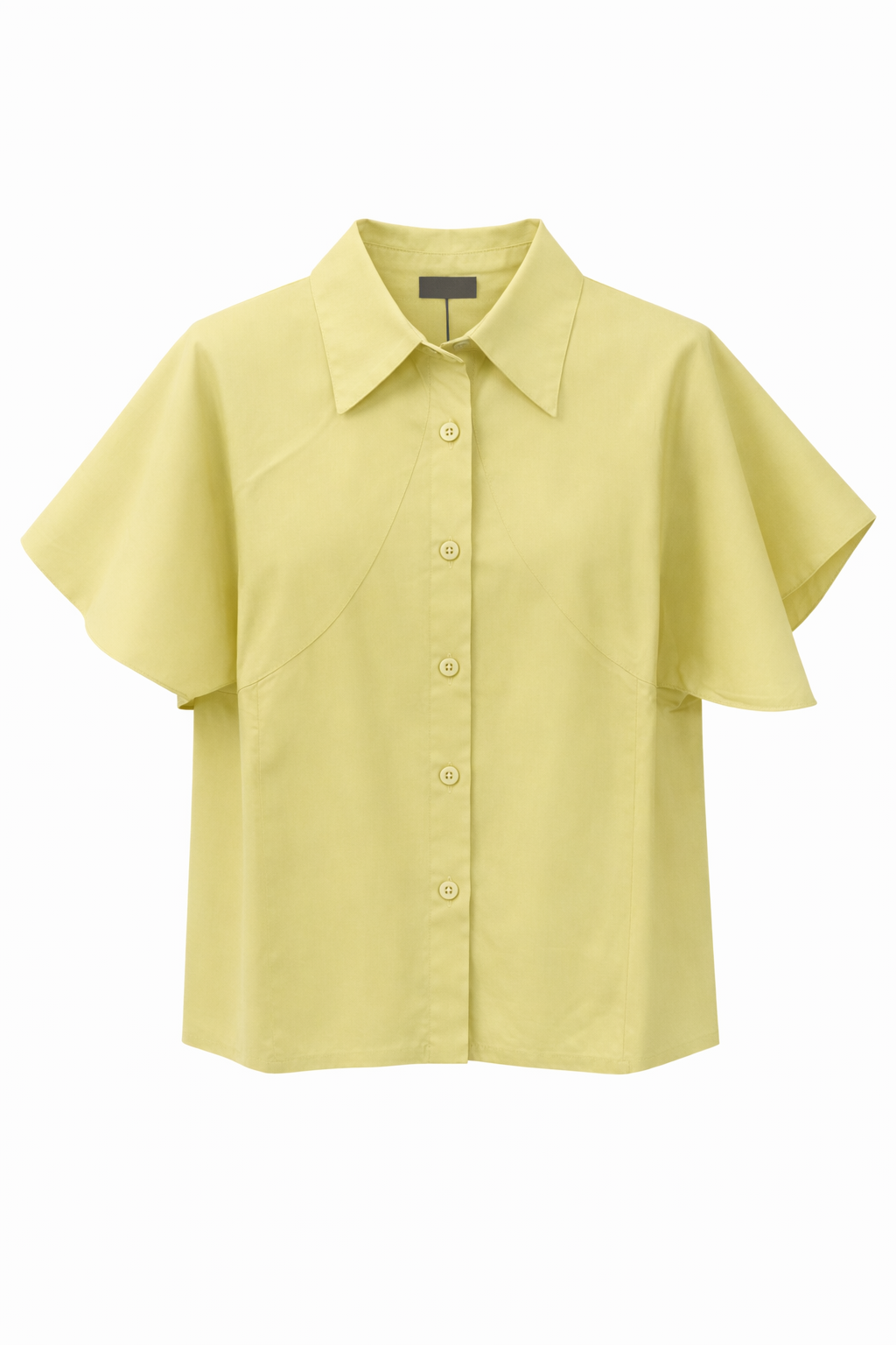 Blusa camisa feminina verde de manga curta ampla com gola e botões frontais AMMIS