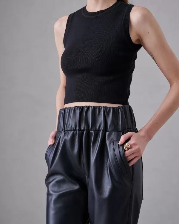 Calça Fierce Couro Preto ammis moda