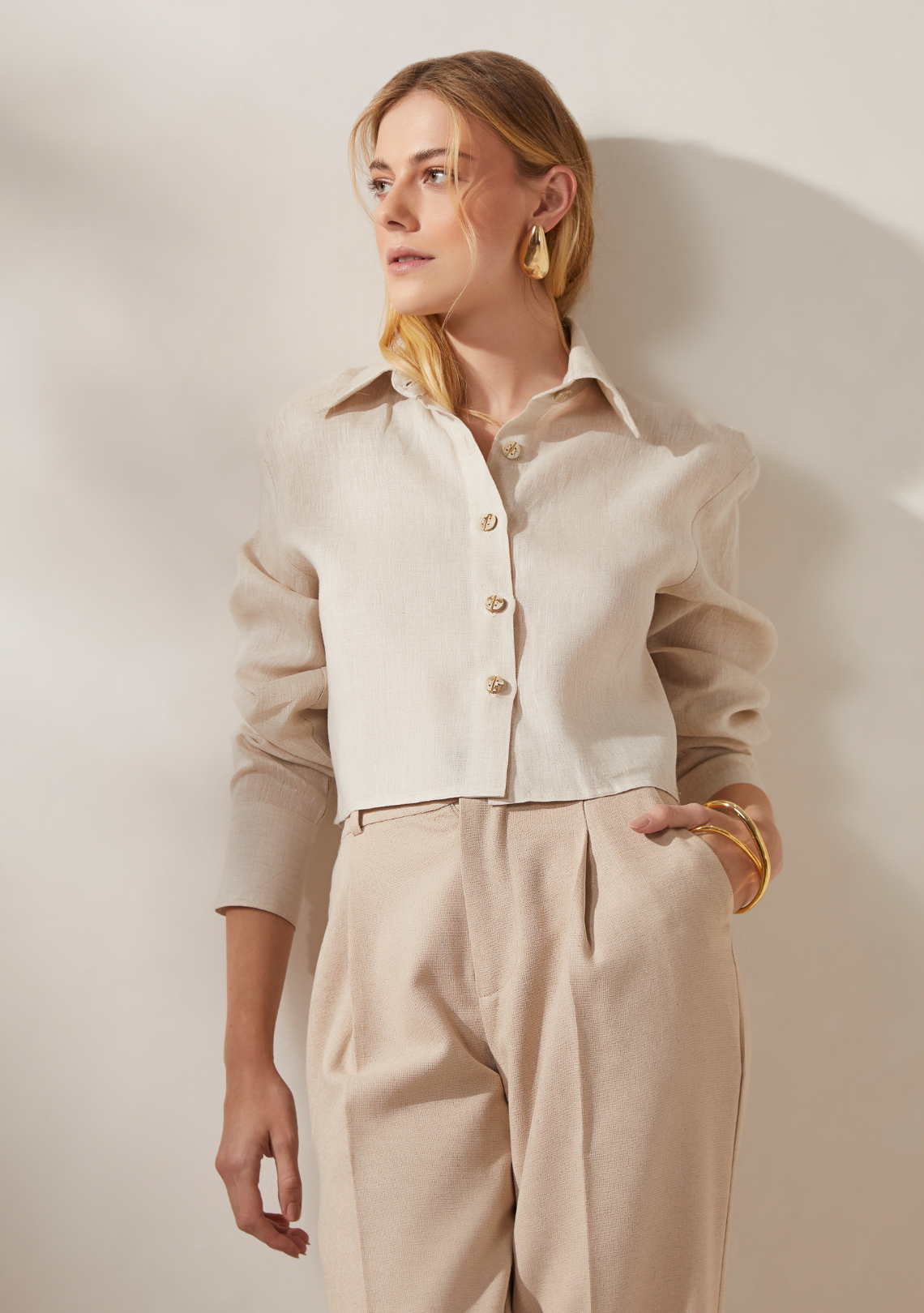 Camisa Layla Linho Natural ammis moda