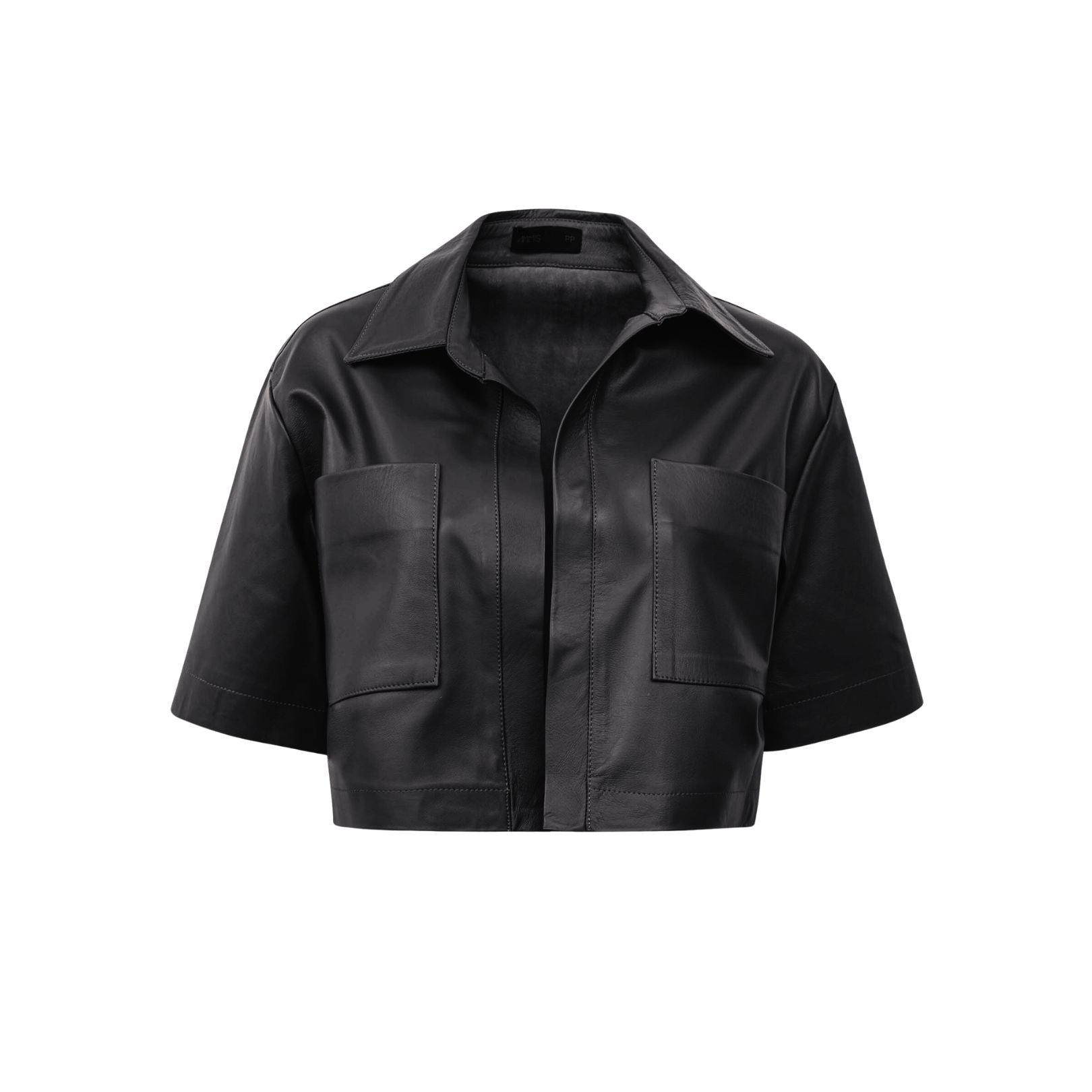 Camisa Lexia Cropped Couro Preto ammis moda
