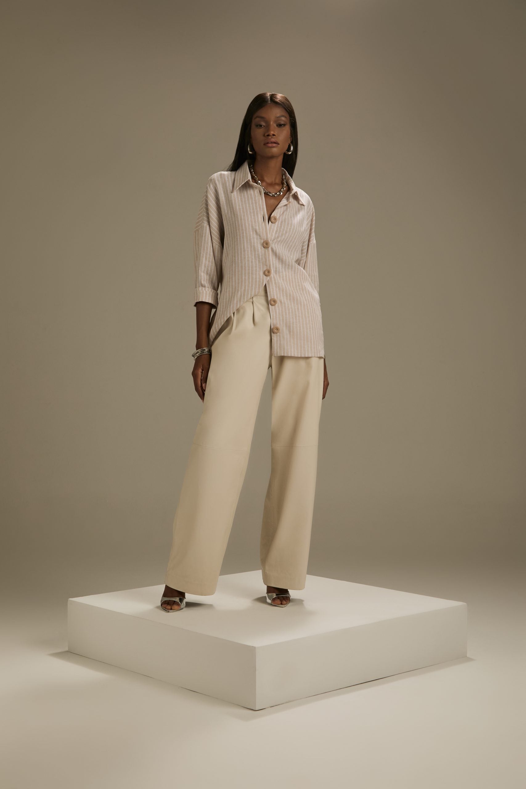 Camisa Liz Ecostripe Areia
