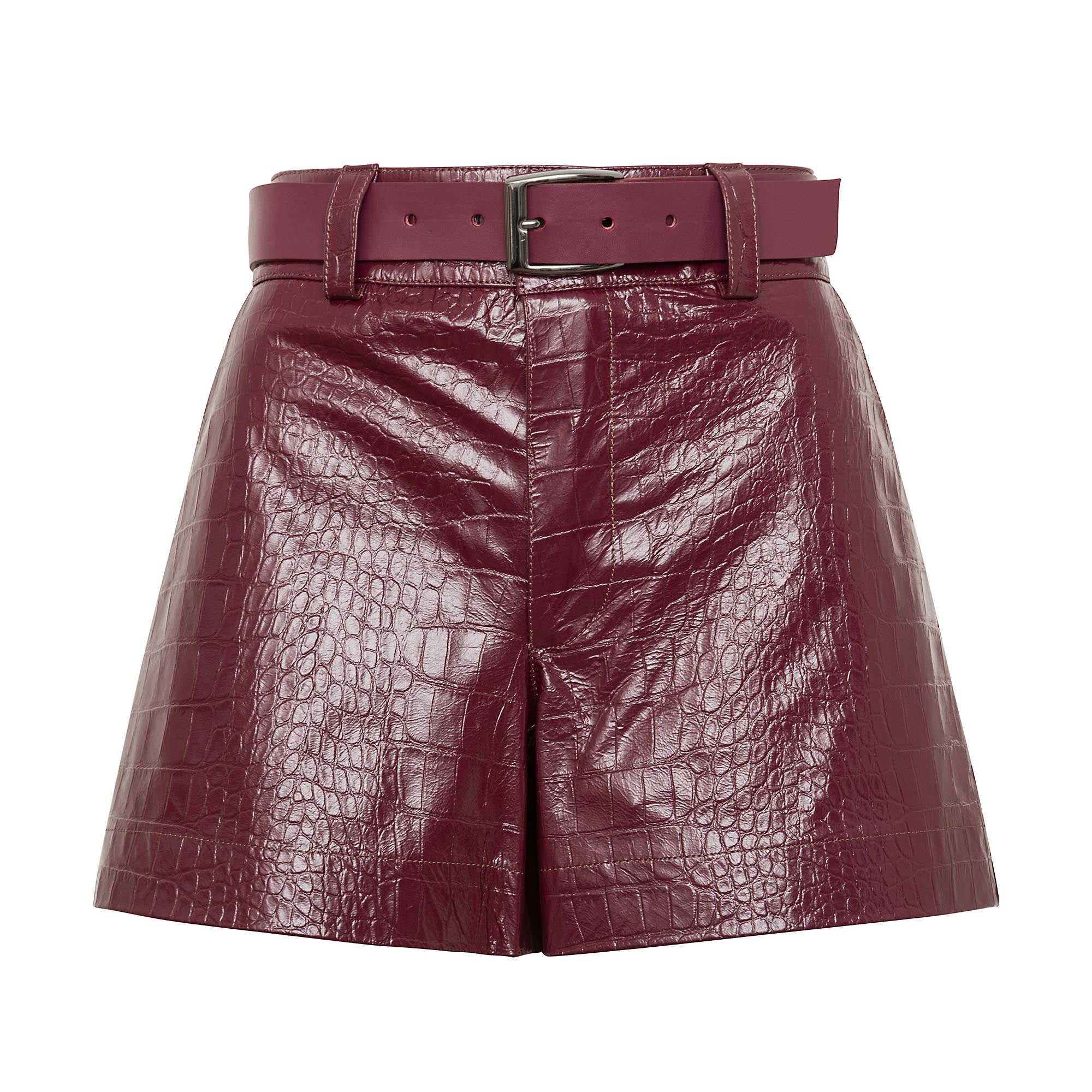 short lolla couro merlot ammis moda