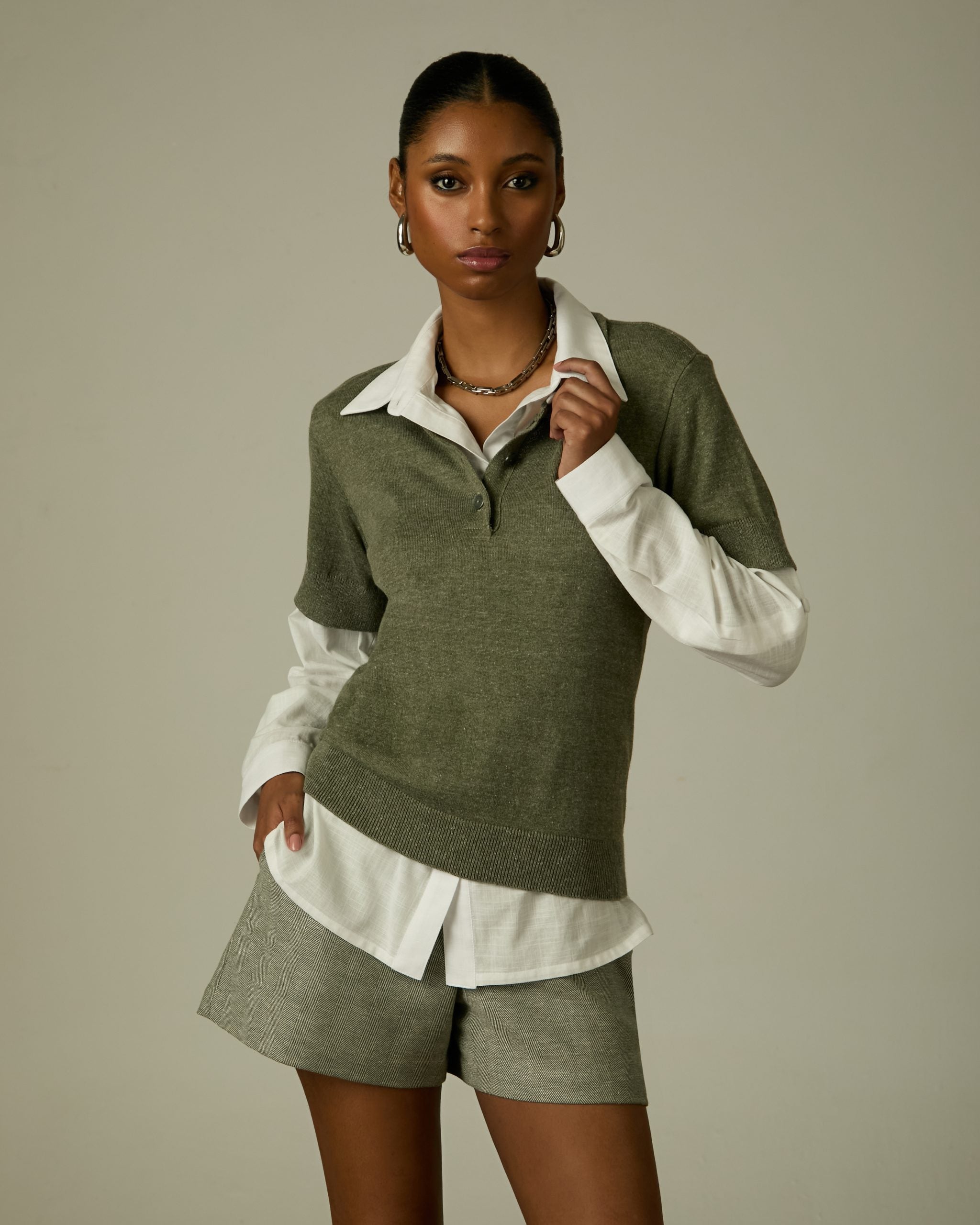 short lolla essence green ammis moda