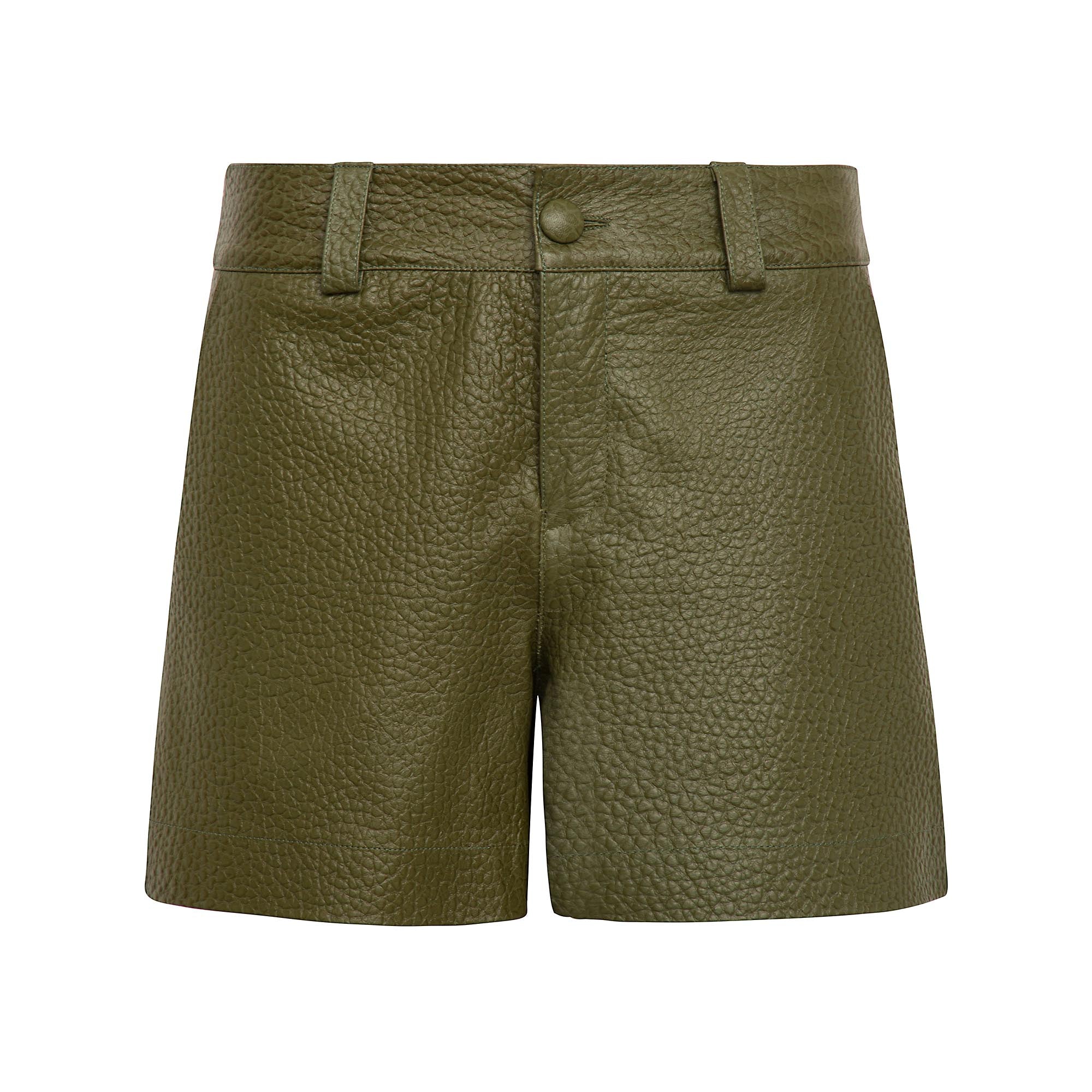 short lolla couro musgo ammis moda