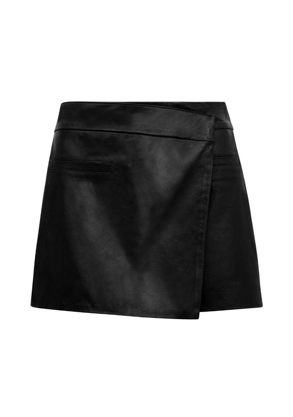 short saia milene couro preto ammis moda