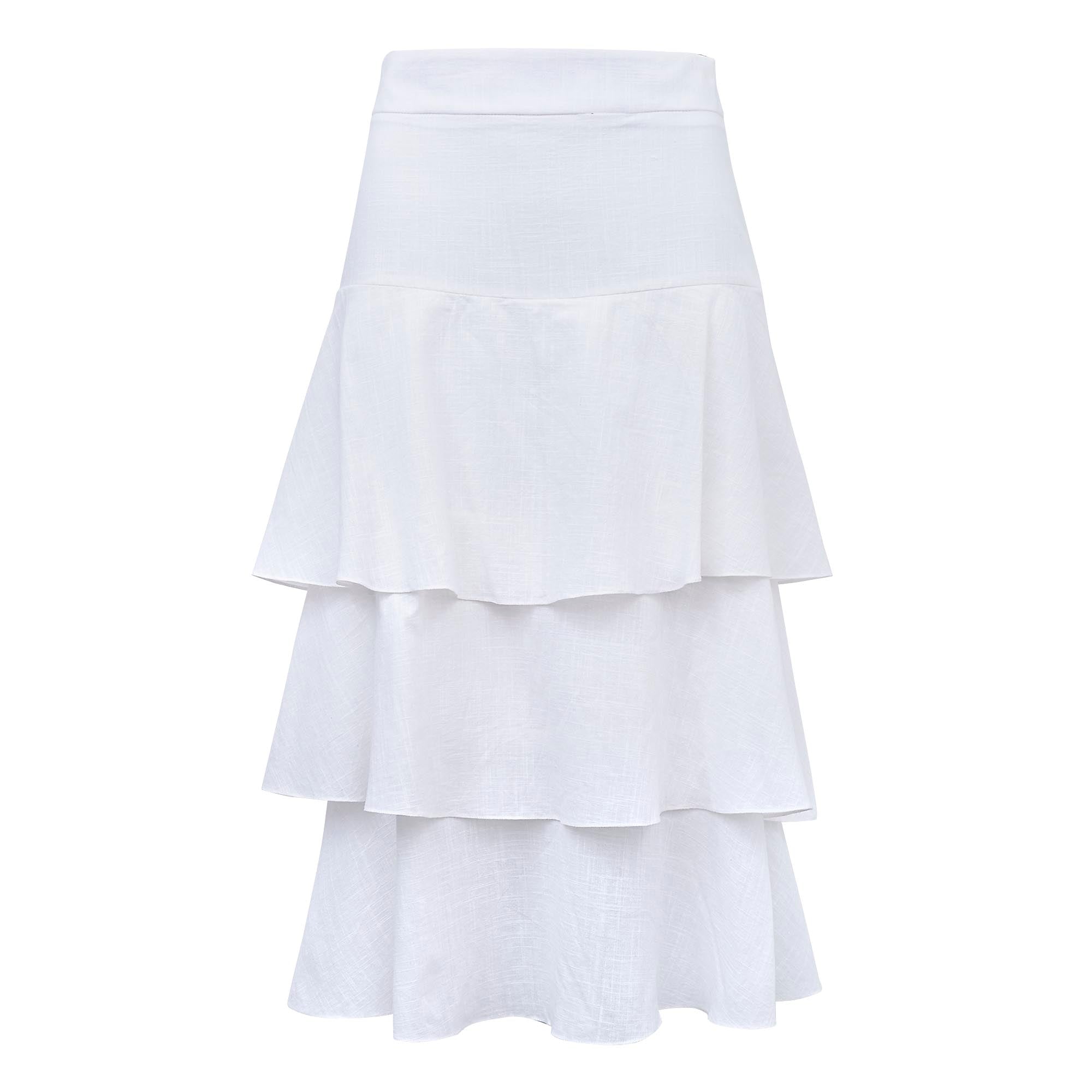 Saia Alice Slub Linho Off ammis moda
