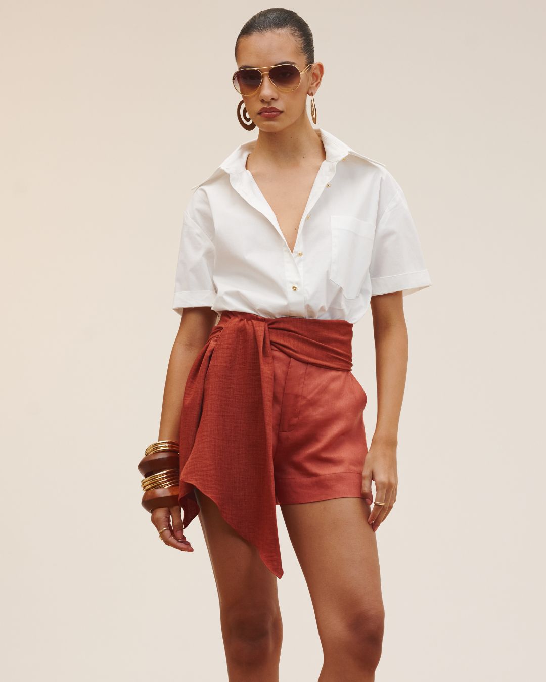 short em linho com faixa