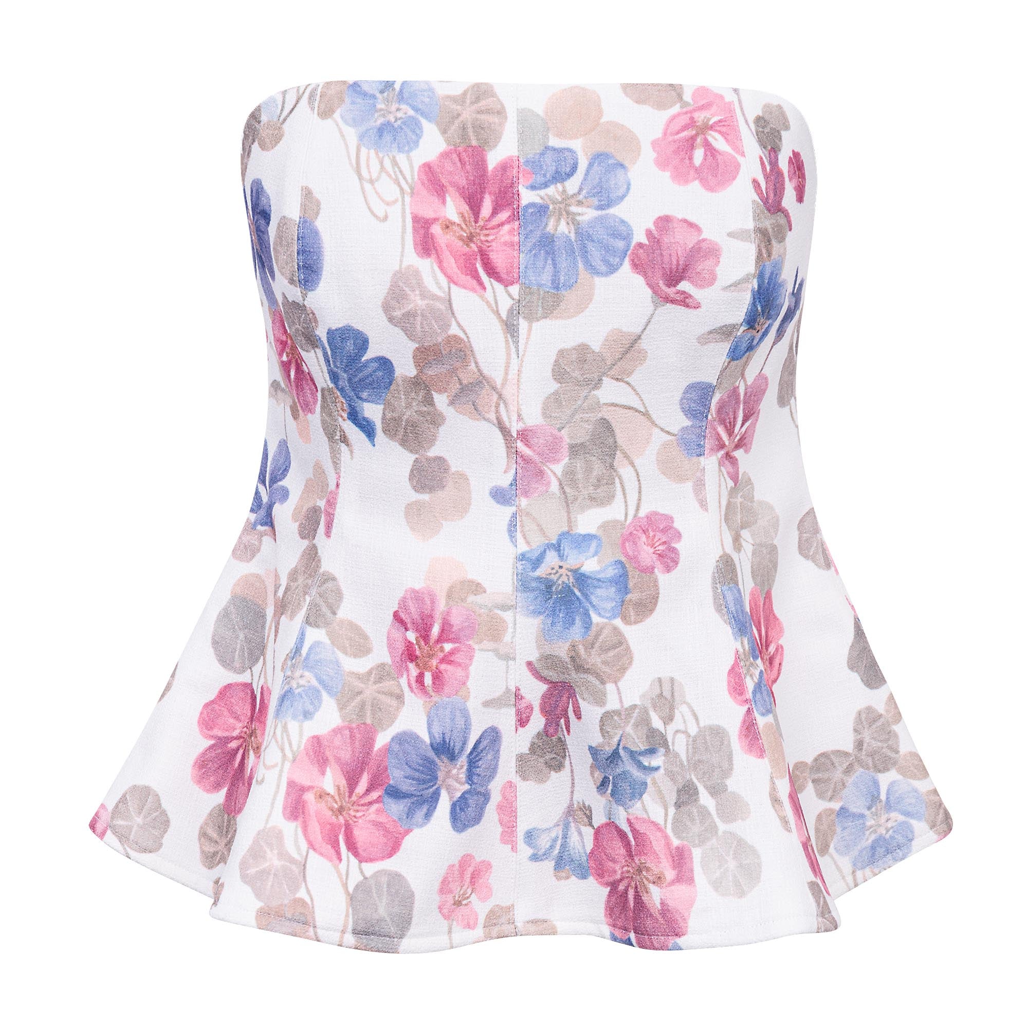 Blusa Simone Peplum Paint Flower Off Ammis Moda