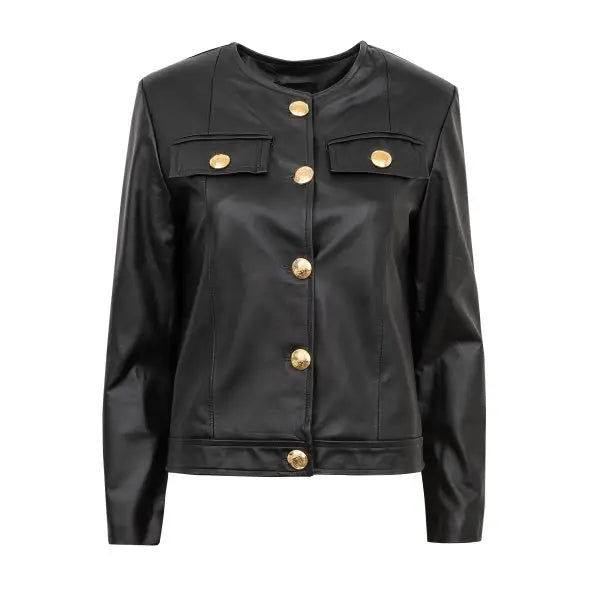 Jaqueta Stiff Couro Preto ammis moda