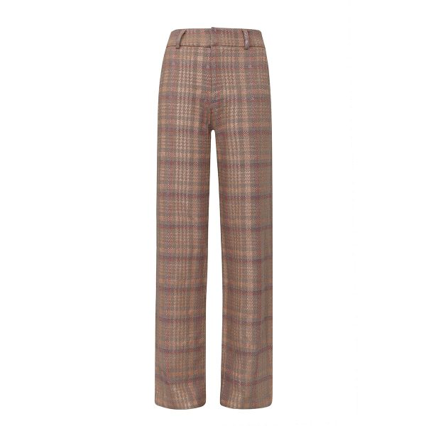 Calça Ellen Tweed Xadrez Lurex ammis moda